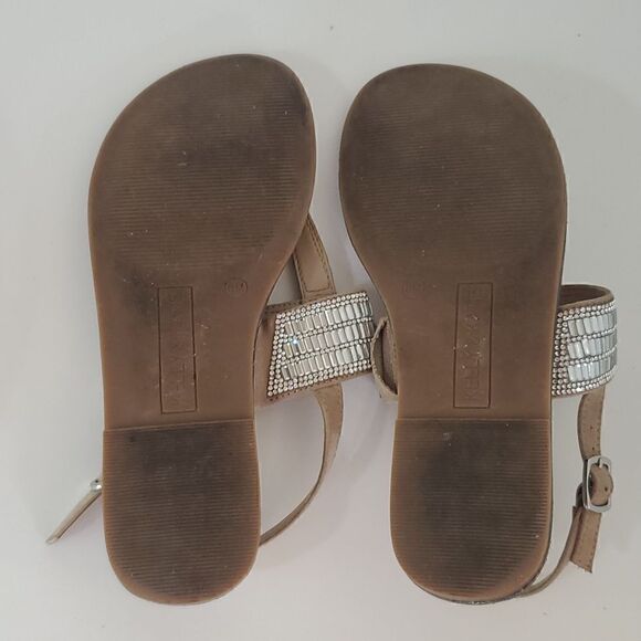 Kelly & Katie Silvya Metallic Crystal Thong Sandals Slingback Ankle Strap Size 8 - Picture 9 of 10